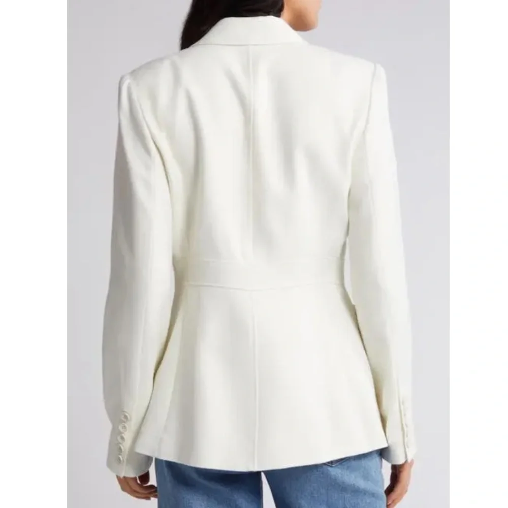 PAIGE Shania Peak Lapel Blazer Ivory Tonal 12 - Picture 2 of 12